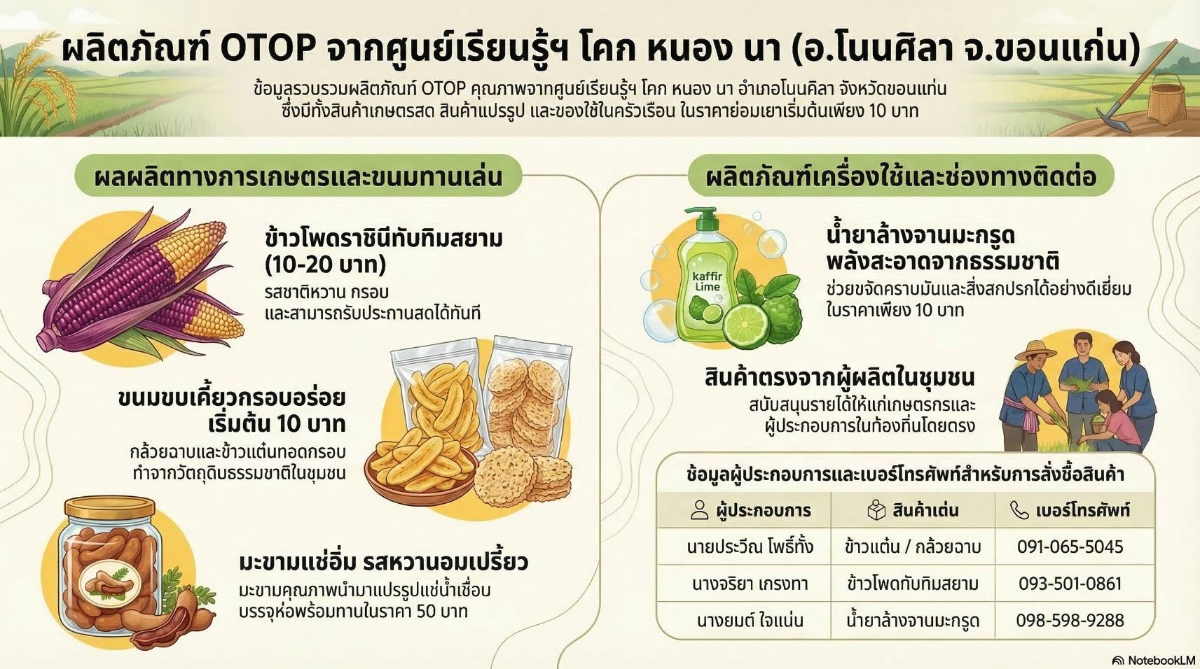ผลิตภัณฑ์ OTOP จากศูนย์เรียนรู้ฯ โคก หนอง นา อำเภอโนนศิลา