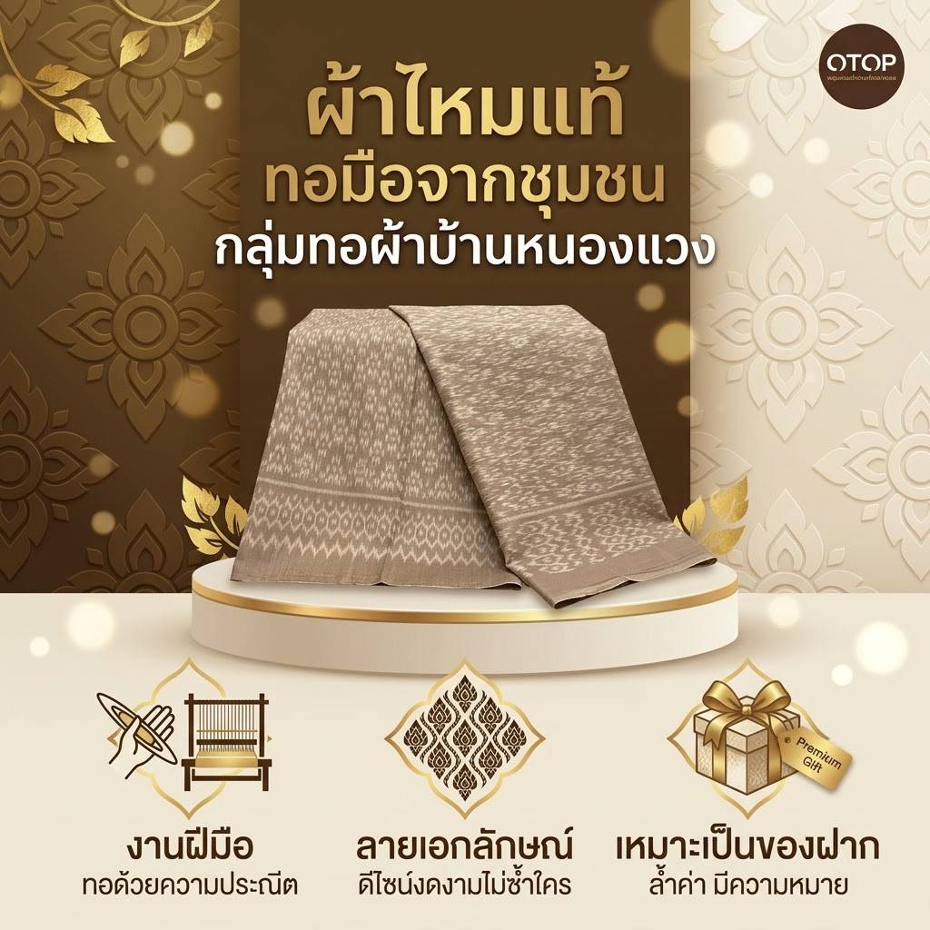 ประชาสัมพันธ์ สินค้า OTOP  ผ้าไหมทอมือ ย้อมสีธรรมชาติ